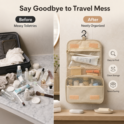 Effortless Travel ✨ Toiletry Organizer Bag - Pack All Your Essentials in Style! 🧳 50% OFF Today Only!