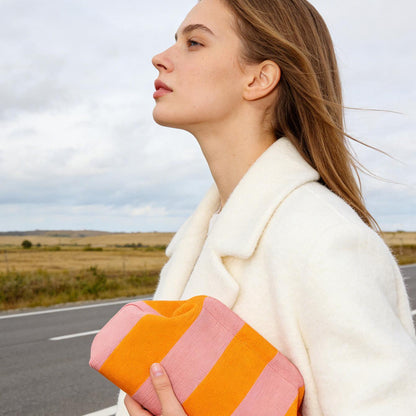 👜Women's Striped &amp; Diamond Dot Cloud Handbag – Lightweight Clip-Top Crossbody Bag for Everyday Style 👜