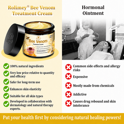 🔥Rolimey™ Bee Venom Skin Treatment Cream British Association of Dermatologists (BAD) Approved(Helping with acne, wart, rosacea, psoriasis, age spots, eczema, and reducing the appearance of stretch marks)🏵️