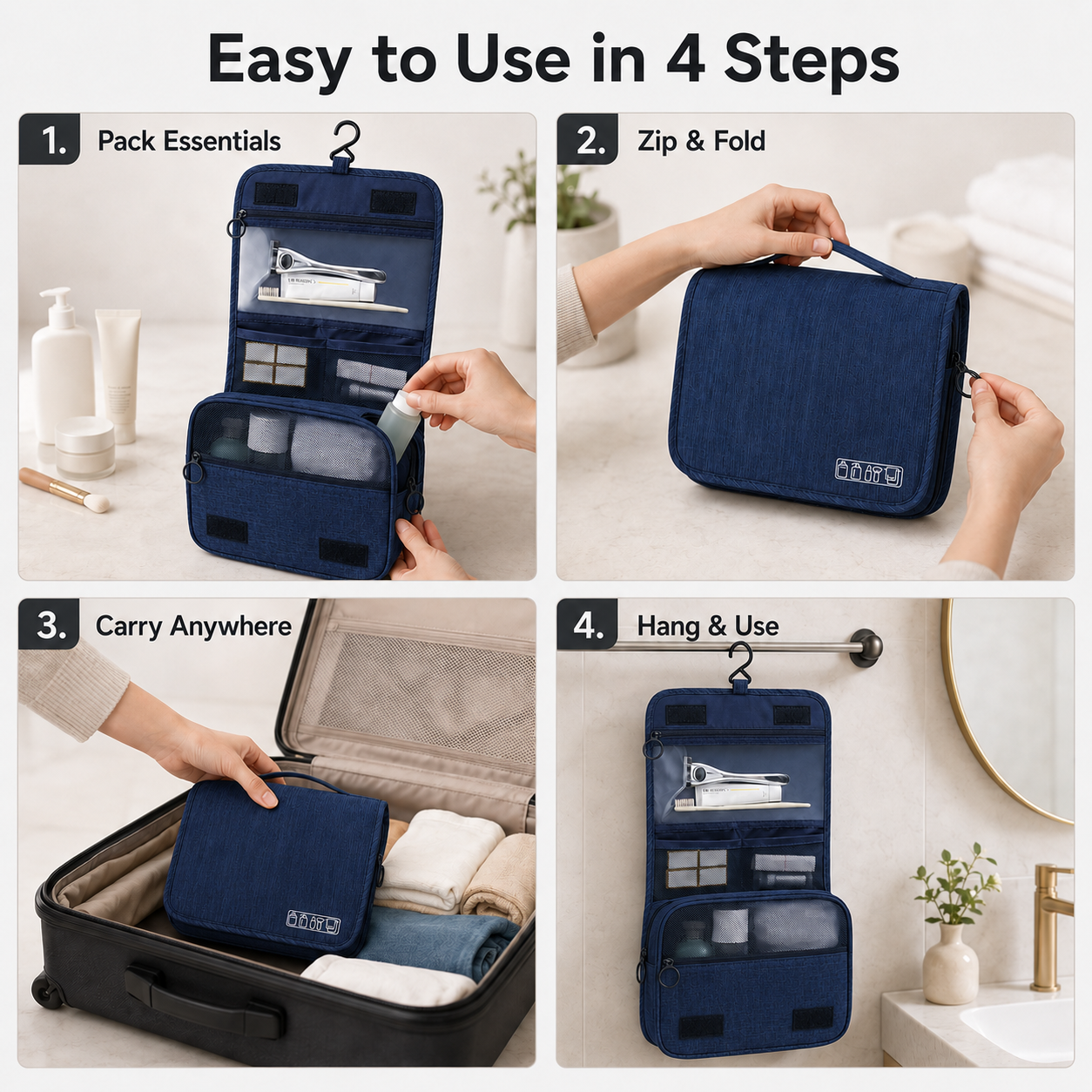 Effortless Travel ✨ Toiletry Organizer Bag - Pack All Your Essentials in Style! 🧳 50% OFF Today Only!