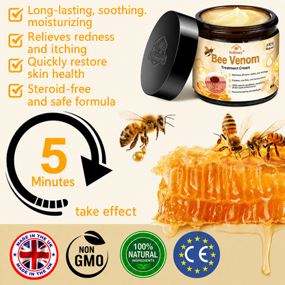 🔥Rolimey™ Bee Venom Skin Treatment Cream British Association of Dermatologists (BAD) Approved(Helping with acne, wart, rosacea, psoriasis, age spots, eczema, and reducing the appearance of stretch marks)🏵️