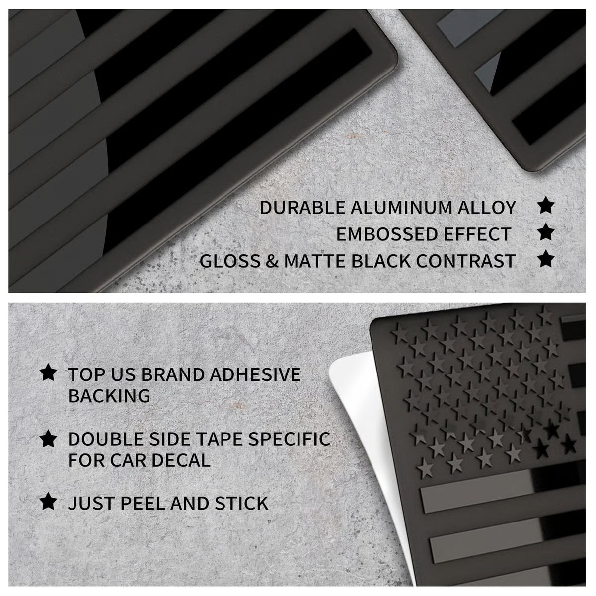 Oatsovernight® 3D American Flag Emblem Decal - Aluminum Alloy Material (Not Plastic)
