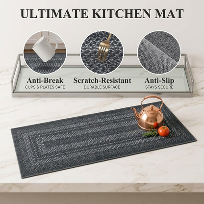Qravonitacosh Premium 2-Piece Kitchen Mat Set - Non-Slip & Washable Woven Jute Style Rugs (24"x36" & 24"x72") - Durable Kitchen Runner for Floor