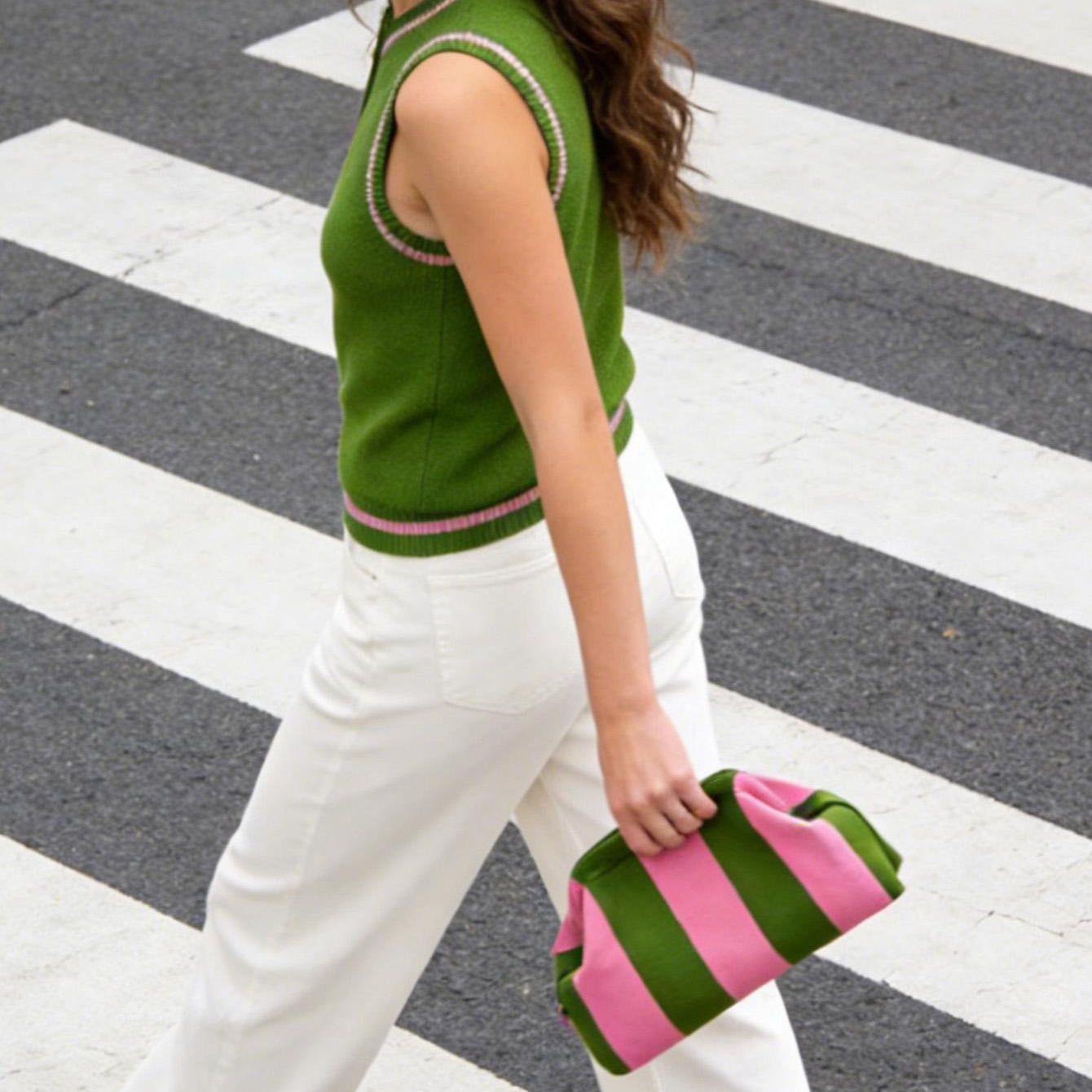 👜Women's Striped &amp; Diamond Dot Cloud Handbag – Lightweight Clip-Top Crossbody Bag for Everyday Style 👜