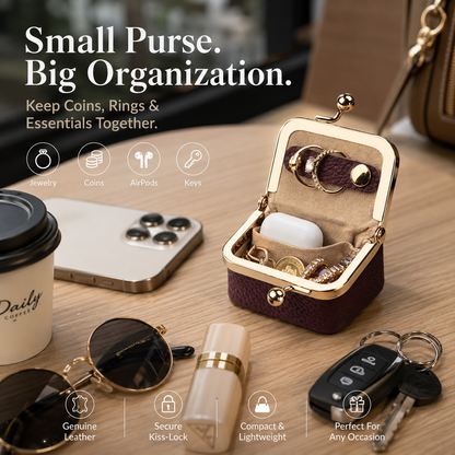 Classic Luxury ✨ Genuine Leather Mini Pouch - Stay Organized in Style! 👜 40K+ Happy Customers - Limited Stock!