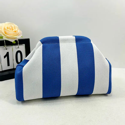 👜Women's Striped &amp; Diamond Dot Cloud Handbag – Lightweight Clip-Top Crossbody Bag for Everyday Style 👜
