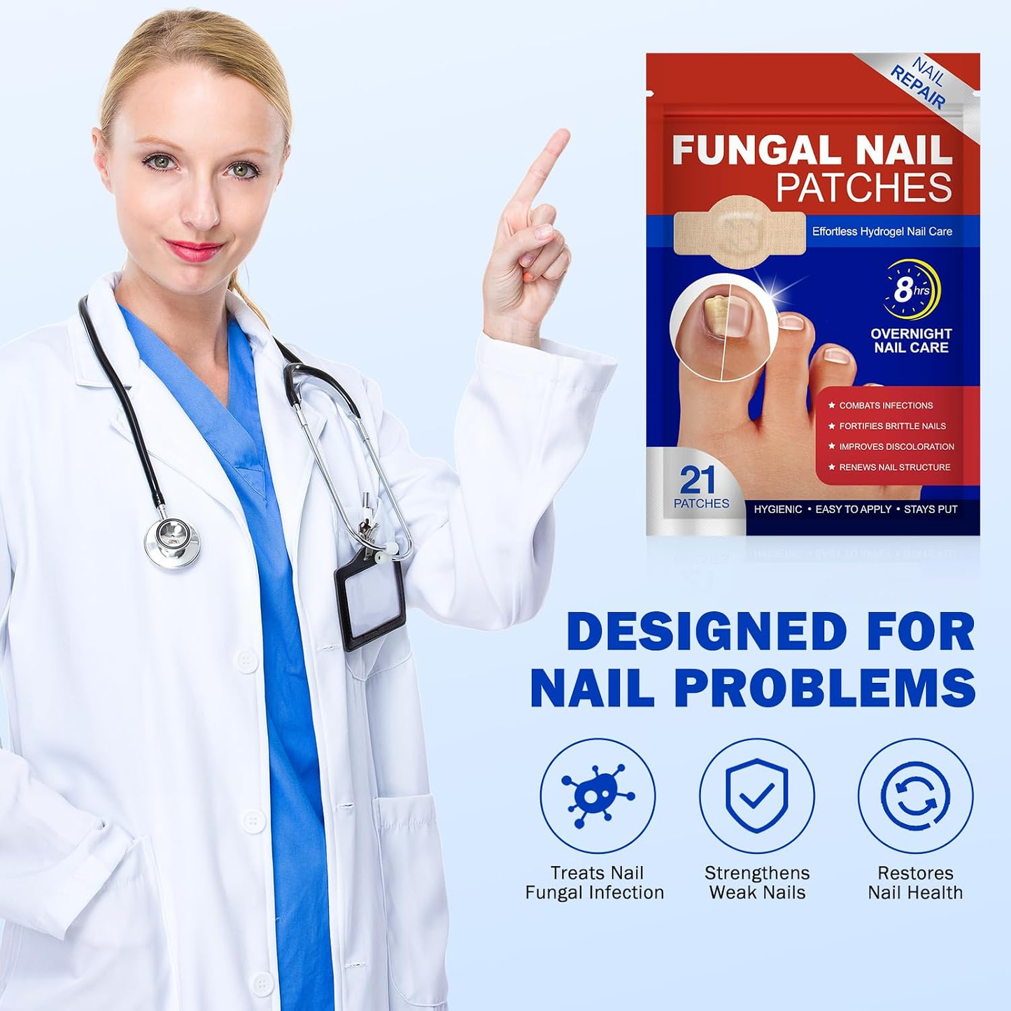 🔥Buy 1 Get 1  Free🔥21 Count/bag Nail Health Care Patches,Toenail Fungus Treatment Extra Strength