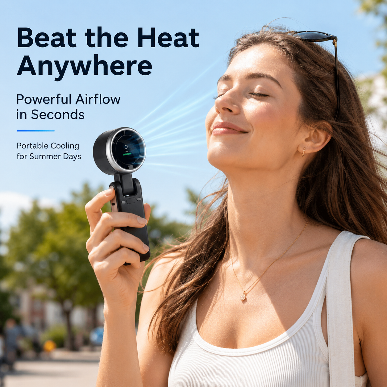 Turbo Cool ✨ Foldable Handheld Fan with Digital Display – Stay Cool Anywhere! 🌬️ 30K+ Happy Customers– Limited Stock!