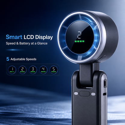 Turbo Cool ✨ Foldable Handheld Fan with Digital Display – Stay Cool Anywhere! 🌬️ 30K+ Happy Customers– Limited Stock!
