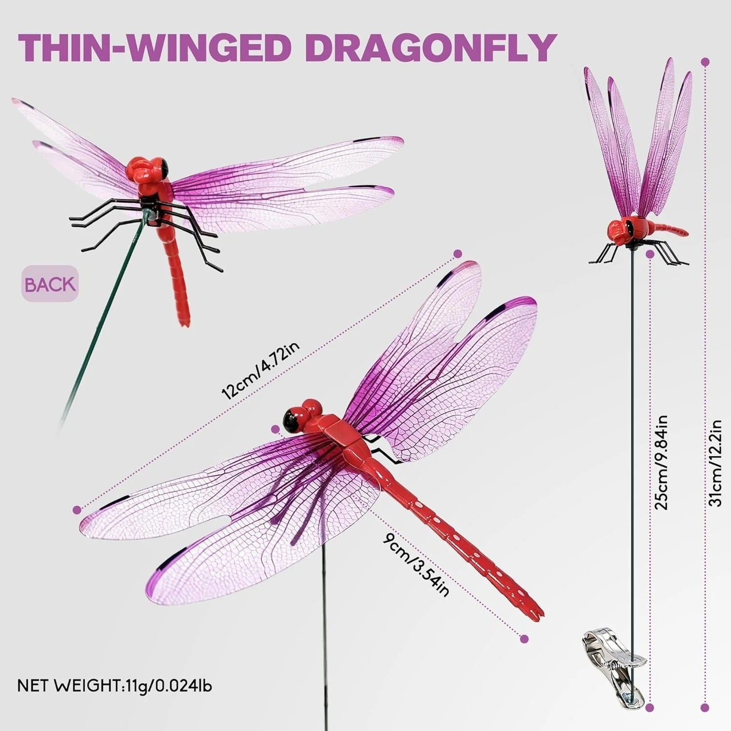 🔥Outdoor Fake Dragonfly Rod Clip, Garden Metal Dragonfly Clip,Repel annoying biting insects