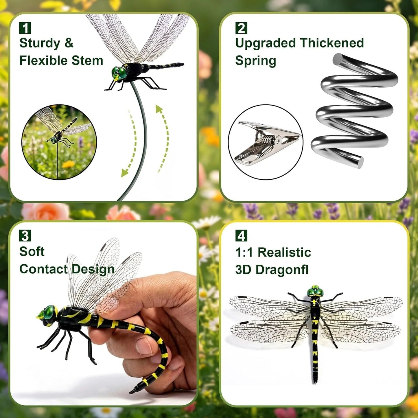 🔥Outdoor Fake Dragonfly Rod Clip, Garden Metal Dragonfly Clip,Repel annoying biting insects