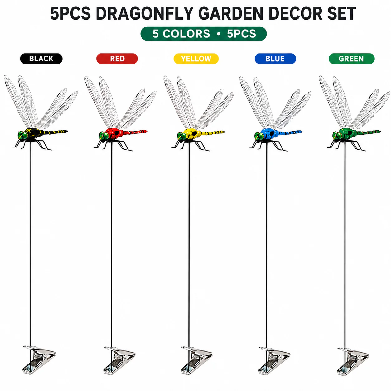 🔥Outdoor Fake Dragonfly Rod Clip, Garden Metal Dragonfly Clip,Repel annoying biting insects