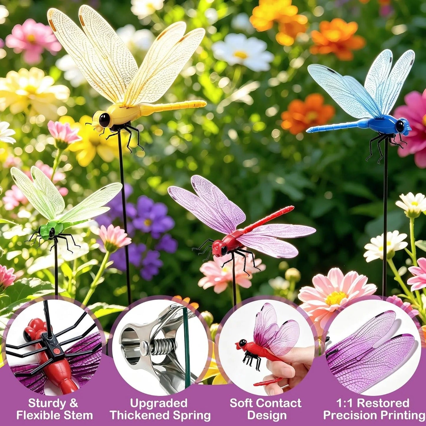 🔥Outdoor Fake Dragonfly Rod Clip, Garden Metal Dragonfly Clip,Repel annoying biting insects